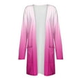 thumbnail image 5 of Brondbend Women's Cardigans Lightweight Long Sleeves Gradient Color Open Front Fashion Cotton Coat with Pocket Loose Fit Fall Beach Vacation Casual Outerwear,Hot Pink, 5 of 6