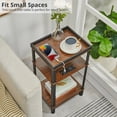 thumbnail image 5 of Side Table with Charging Station for Small Spaces, 3-Tier End Table with USB Ports & Power Outlets, Narrow End Table Bedside Table Nightstand with Metal Tabletop Tray Storage (Cherry), 5 of 11