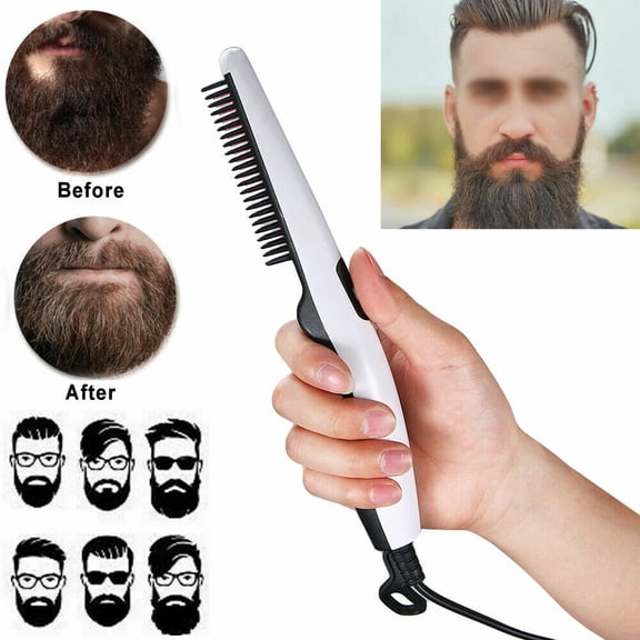 Fast Heated Electric Straight Hair Comb Beard Straightner Brush Styler, Electric Beard Straightener Comb Brush - Fast Styler for Men - Pro Heating - Beard Comb for Men