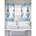 thumbnail image 5 of Summer Ocean Anchor Sheer Curtains 45 Inch Long 2 Panels, Nautical Sea Blue Coral Fish Starfish Gray Stripe Light Filtering Rod Pocket Curtains, Sheer Voile Drapes for Living Room Bedroom, 52"x45", 5 of 8