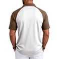 thumbnail image 5 of Hsovts Mens Color Block Polo Shirt- Turndown Collar Breathable Raglan Sleeve Lightweight Summer Casual Short Sleeve Polos Brown 3XL, 5 of 7