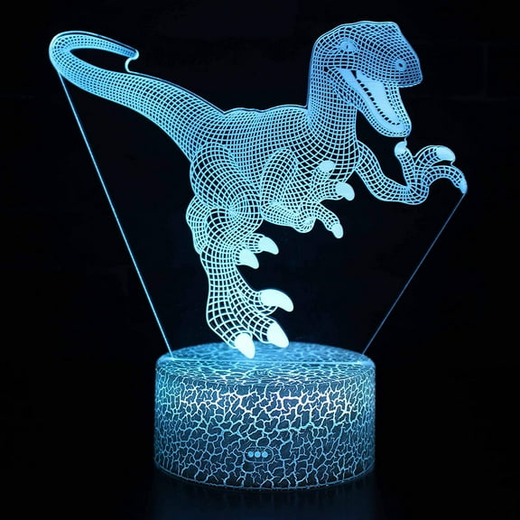 Dinosaur 3D Night Light 16 Color Change Lamp Acrylic Flat ABS Base USB Charger Home Decoration Toy Brithday Kid Children Gift
