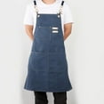 thumbnail image 4 of Canvas Apron Chef Apron Large Pockets Dark Blue, 4 of 8
