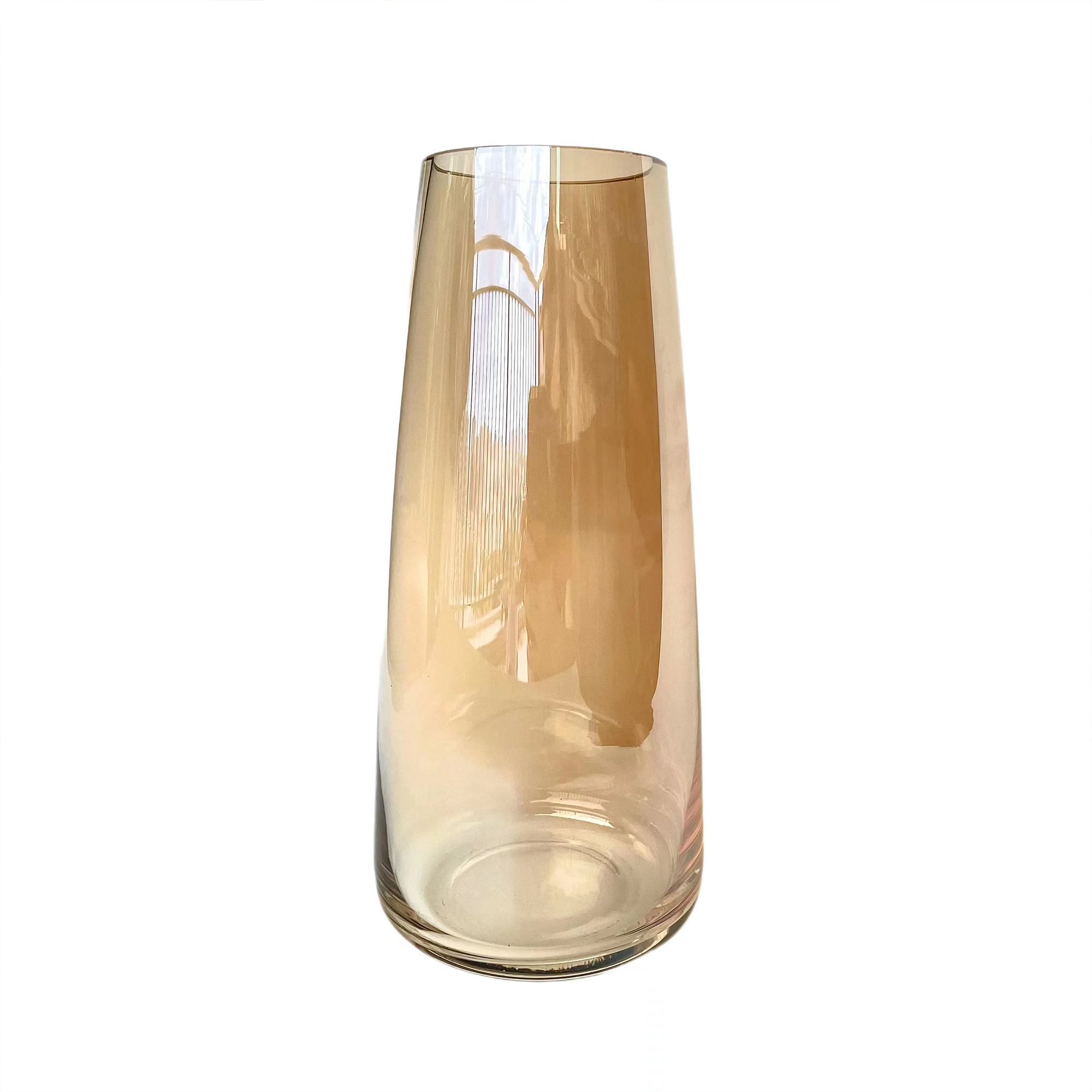 Modern Amber Glass Flower Vase for Home Centerpieces Decor.
