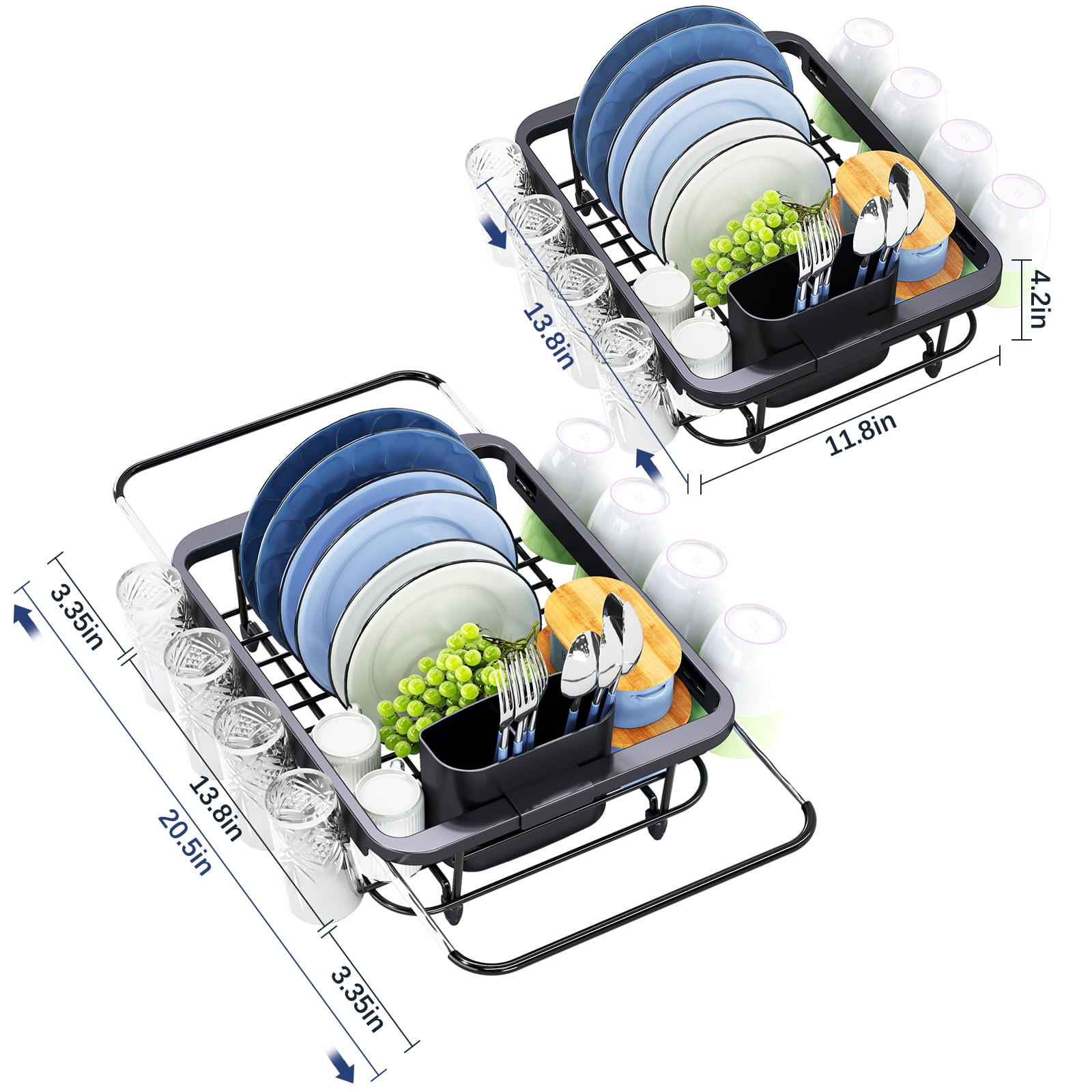 BEHERZT Expandable in Sink Dish Drying Rack, Adjustable Dish Rack Over Sink,Rustproof Dish Drainer for Kitchen Counter