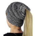 thumbnail image 1 of Cable Stretch Doux Tricoter Messy Haute Queue de Cheval Bonnet Gris, 1 of 2