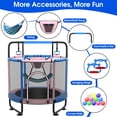 thumbnail image 3 of Cochan 60'' Trampoline for Kids with Enclosure Net, 5FT 600LBS Toddler Trampoline with Handlebar, Mini Small Kids Trampoline for Age 1-6, Birthday Gift for Kids, 3 of 7