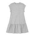 thumbnail image 4 of Loopsun Big Girls Solid Short Sleeve Casual Everyday Dress Gray, 11-12 Years, 4 of 4