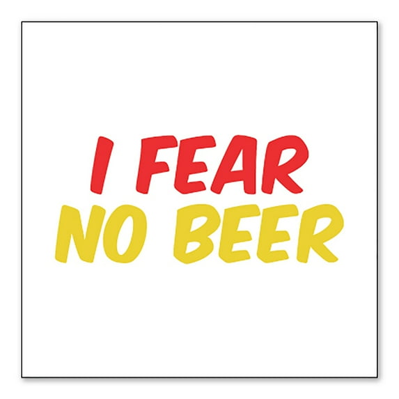 DistinctInk Custom Bumper Sticker - 3" x 3" Decorative Decal - White Background - I Fear No Beer