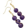 thumbnail image 2 of Pendientes colgantes con borlas de cuentas de piedra redonda para mujer, chapados en oro, cuarzo rosa JM, 2 of 3