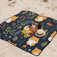 thumbnail image 5 of Cats Leaves Flowers Beach Blanket Outdoor Picnic Blanket 78"x 78" Waterproof Foldable for Beach Camping Travel Hiking Grass Lawn Park, 5 of 5