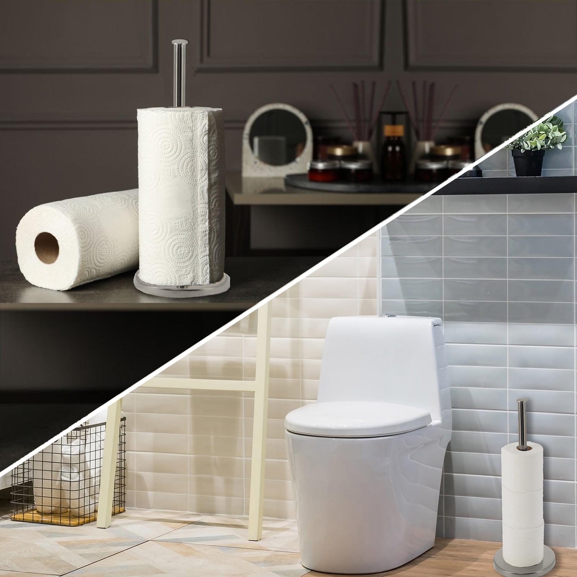Silver Toilet Paper Holder Stand