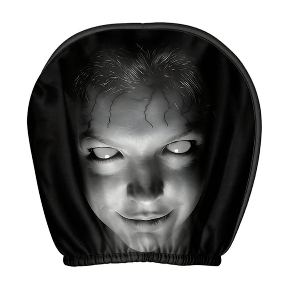 Halloween Creepy Horror Face Car Headrest Cover - Stretchy Universal Seat Head Rest Protector, Funny Elastic Auto Interior Accessory for Truck SUV Vehicle