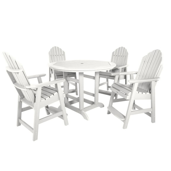 Highwood's 48" Round 5-pc Hamilton Dining Set - Counter Height, Outdoor, Eco-friendly, Synthetic Wood