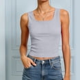 thumbnail image 4 of vigerkar Women's Scoop Neck Sleeveless Knit Ribbed Fitted Casual Crop Tank Top (Light Gray, L), 4 of 7