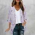 thumbnail image 2 of Nmnitkp Cardigan Women Summer Short Sleeve Cardigan Floral Print Puff Sleeve Kimono Cardigan Loose Cover Up Casual Blouse Tops Summer Blouses for Women 2025, 2 of 4