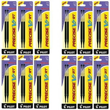 Pilot Precise V7 RT Liquid Ink Retractable Rollerball Pen Refills, 0.7mm, Fine Point, Black Ink, 12-Packs of 2