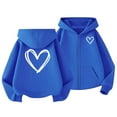 thumbnail image 2 of Trupants Girls Blue Zip-Up Hoodie - 100% Polyester Soft Durable Hand-Drawn Heart Design Hooded Sweatshirt for Kids 4-12 Years,Size 7-8T, 2 of 8