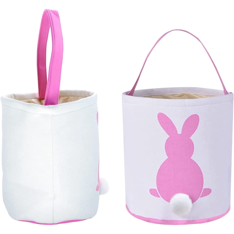 Canvas Bucket 2-Pack Easter Bunny Baskets - Canvas Tote Bags For Egg ...