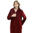 Womens Robe Long Zipper Front Hooded Full Length Housecoat Sleepwear