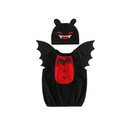 

Huakaishijie Infant Kids Baby Boys Girls Halloween Costume Sleeveless Crew Neck Sweater with Bat Wings and Hat
