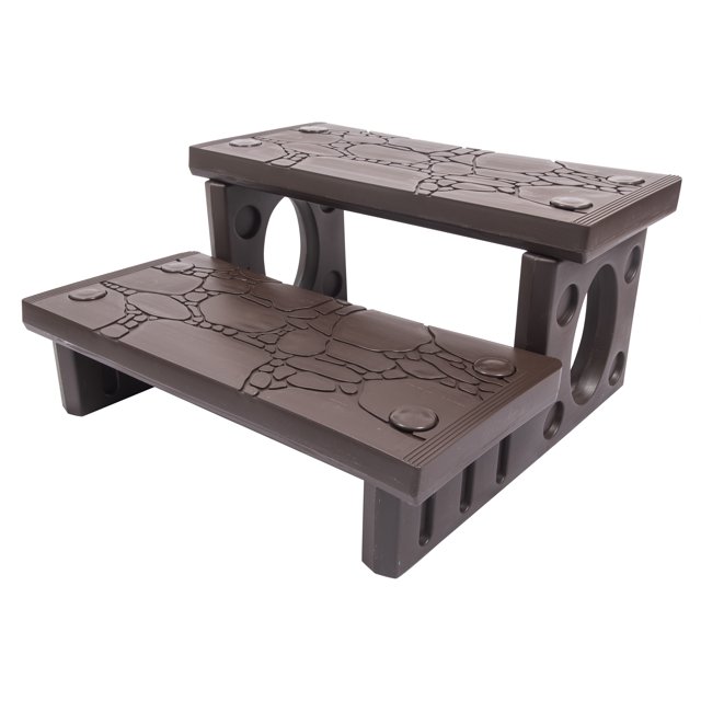 Ensemble SunSolar Energy Technologies - Marches de Spa pour l'Extérieur et l'Intérieur - Escaliers Durables pour Spa pour un Accès Facile - Marche Latérale Universelle - Brun. Ces Marches de Spa Brunes Économiques Sont Fabriquées en Plastique Moulé par Soufflage Sans Entretien, Dotées d'Une Conception de Bande de Roulement Texturée pour Plus de Sécurité et de Stabilité. Les Marches Réversibles Offrent une Compatibilité avec les spas Ronds Ou Carrés, et les Marches Mesurent 27,5 Pouces de Large par 24 Pouces de long, avec une Hauteur de Marche Supérieure de 13,5 Pouces