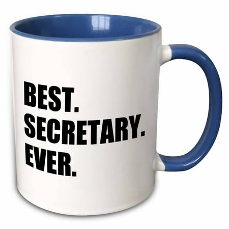 3dRose Best Secretary Ever, fun gift for talented secretaries, black text - Two Tone Blue Mug,