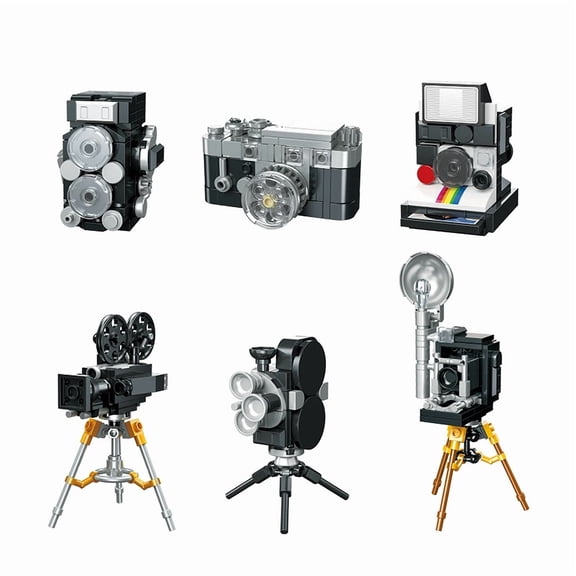 GZBricker Retro Camera Building Set Compatible with Lego Vintage Collectible Home Desk Decor for Adult Fans (6 Models)