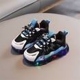 thumbnail image 2 of hopeusnice Kids Color Block Chunky Sneakers Lace Up Round Toe Non Breathable Outdoor Sports Casual Footwear Blue 21, 2 of 9