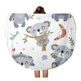 thumbnail image 1 of JSDART Serviette de Plage Ronde 60 Pouces Couverture Ours Coloré Dessin Animé Koala Bébé Mignon Boomerang Aborigène Voyage Cercle Serviettes Circulaires Tapis Tapisserie Jeté de Plage, 1 of 2