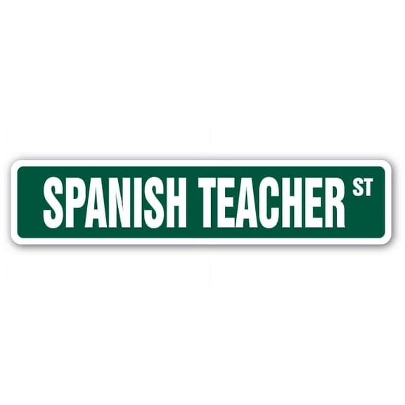 Spanish Teacher Street [3 Pack] of Vinyl Decal Stickers | 1.5" X 7" | Indoor/Outdoor | Funny decoration for Laptop, Car, Garage , Bedroom, Offices | SignMission