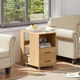 thumbnail image 4 of Gymax 2PCS End Table w/Built-in Charging Station USB Ports Outlets 2 Drawers 3 Shelves Natural, 4 of 10