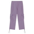 thumbnail image 6 of Childrens Cargo Pants Fashion Casual Elastic Waist Drawstring Joggers Trousers Solid Color Loose Sports Pant with Pockets Purple 5 Years, 6 of 7