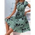 thumbnail image 3 of Gdvsclr Floral Dress for Women Wedding Guest Crewneck Short Sleeve Tie Waist Midi Flowy Boho Beach Dresses Green M, 3 of 6