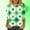 Shirts-784Green, variant on LEKWK St Patricks Day Shirt White Striped Shamrock Round Neck 3/4 Sleeve Casual Tops Clover Graphic Splice Festival Tee