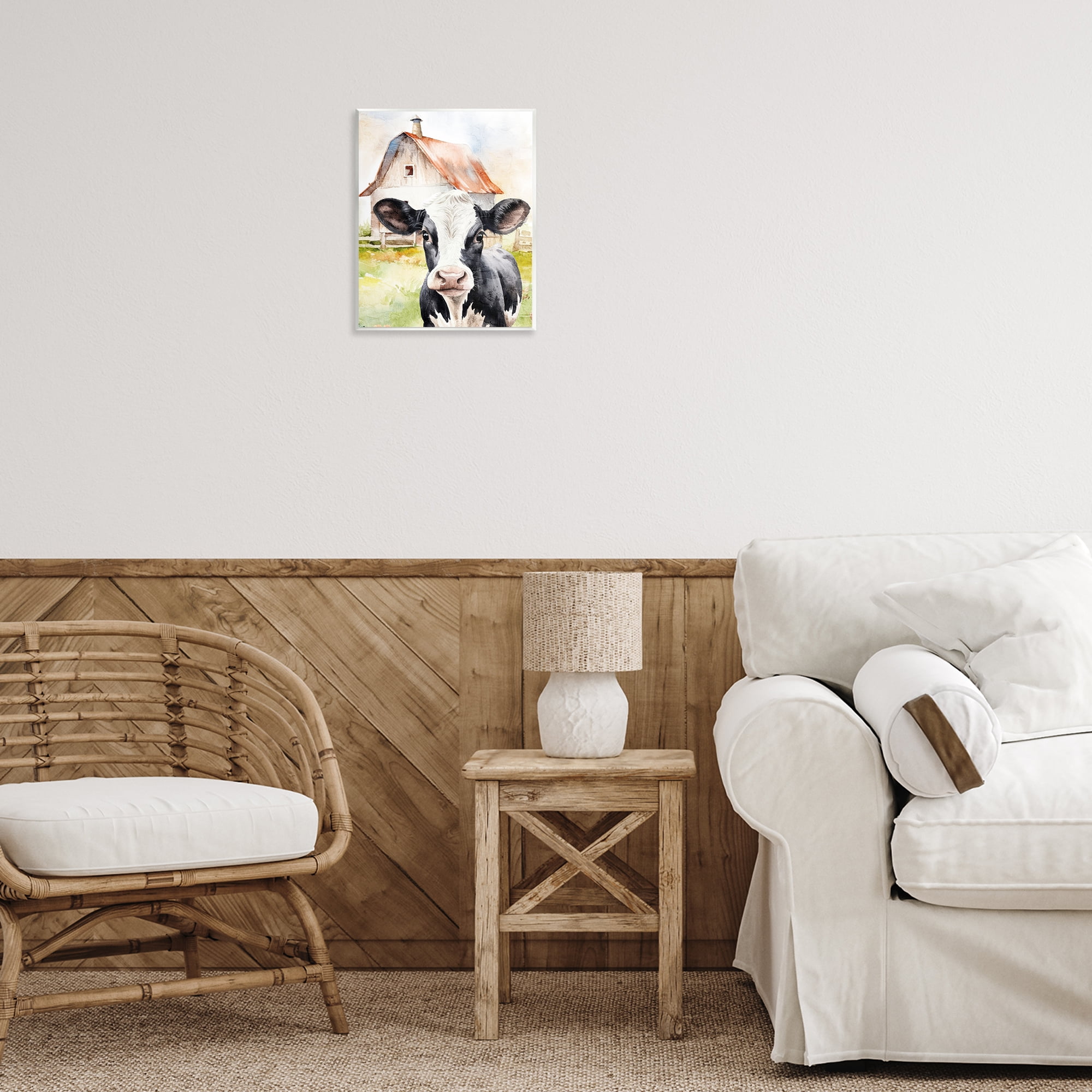 Stupell Industries Cow Little at Farm Animals Painting Unframed Art Print Wall Art, 11 x 14