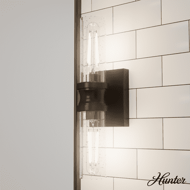 Hunter - Lenlock 2-light Noble Bronze, Medium Size Vanity Light, Dimmable, Modern Style, for Bedrooms, Kitchens, Dining, Living Rooms - 19932
