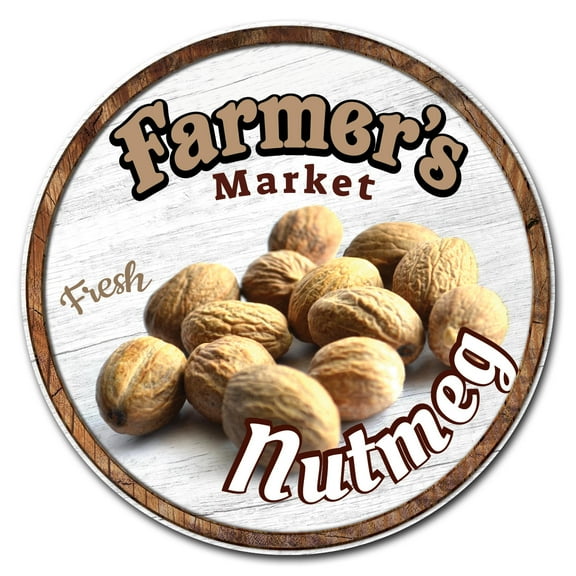 SignMission Circular Rigid Plastic Sign 12" Tall - Farmer's Market Nutmeg | Plastic Sign |  Made in the USA