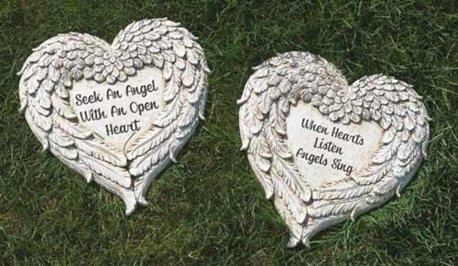 Roman Set Of 2 Heart Angel Wings With Love Quotes Outdoor Patio