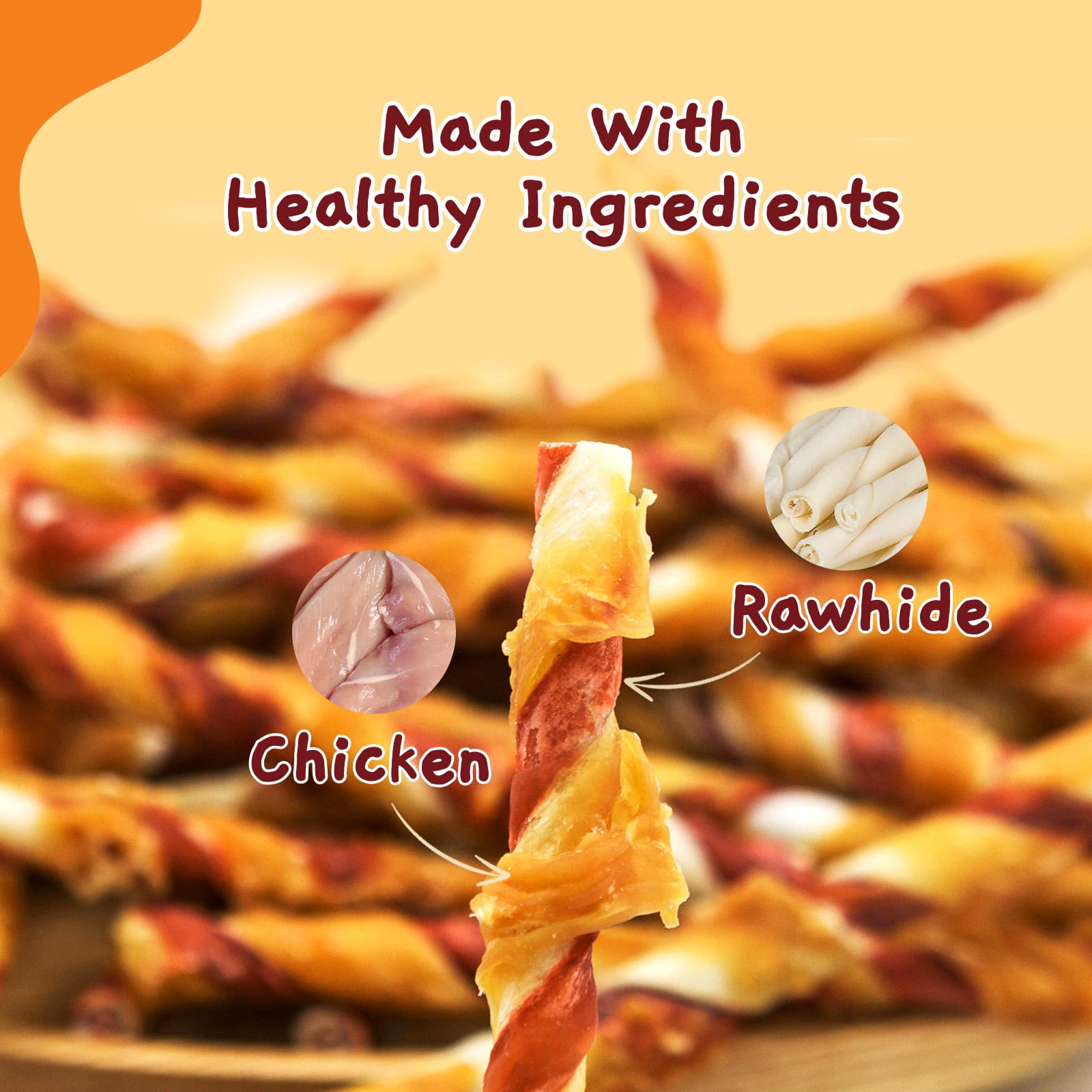 (2 pack) Jungle Calling Dog Treats, Rawhide Chicken Sticks, Chicken Flavor, Rawhide Chews for All Dogs