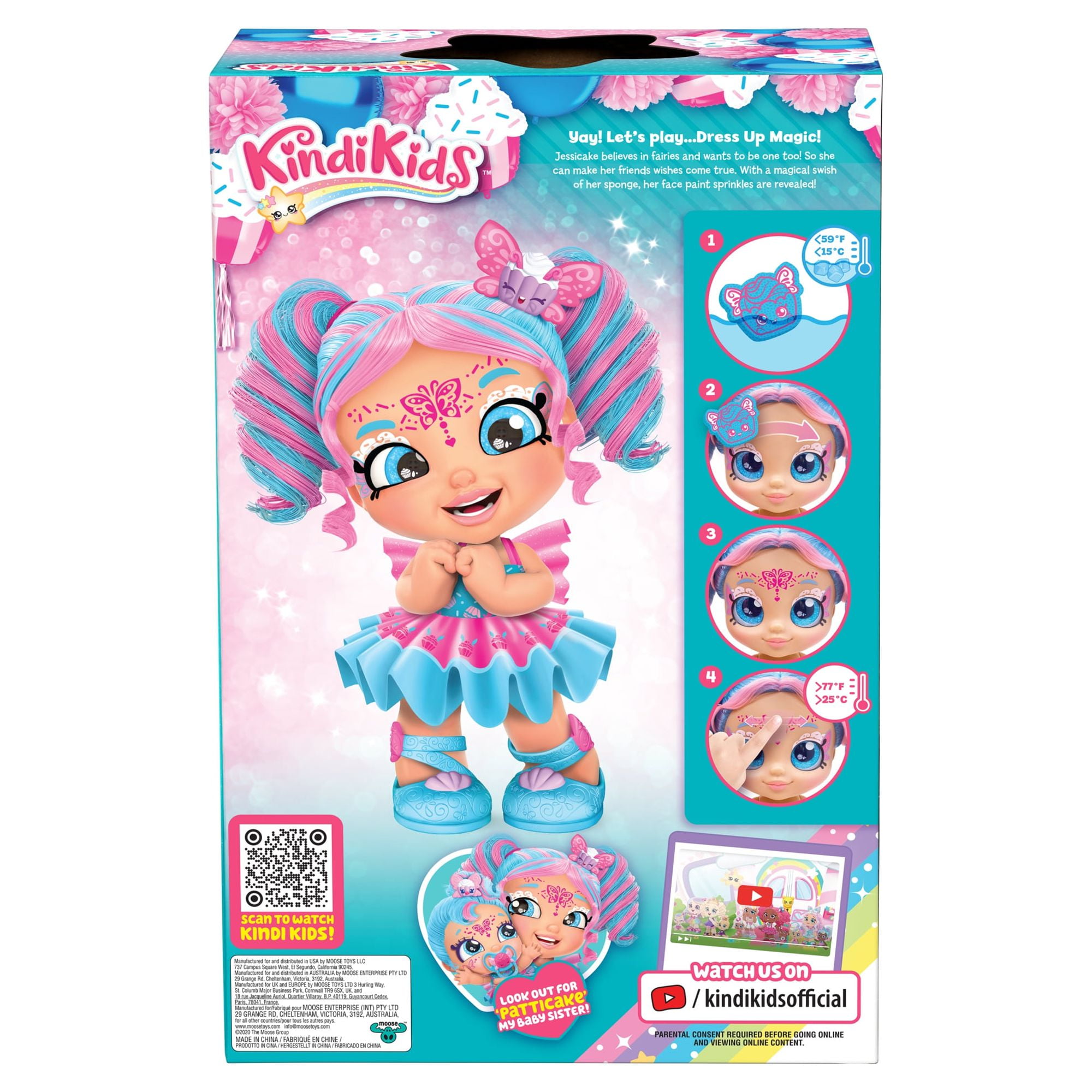 Kindi Kids Dress Up Magic Jessicake Fairy Toddler Doll with Face Paint Reveal, Ages 3+