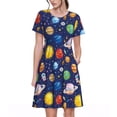 thumbnail image 1 of Vsdgher Planète Spatiale pour Femmes Été 2025 Décontracté Robes Midi Maxi Légères Manches Courtes Col Rond Robe de Plage, 1 of 6