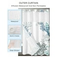 thumbnail image 2 of No Hook Shower Curtain with Snap in Liner,Ocean Coral Seashell Marine Life Waterproof Bath Curtain Double Layers with See Through Top Window,Teal White Hotel Shower Curtains 72x72in, 2 of 9
