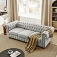 thumbnail image 3 of 3 Seater Chesterfield Sofa, Modern Tufted Linen Cloud Couch with Rolled Arms and Nailhead, 88-inch Mid-Century Upholstered Sofa for Living Room, Gray, 3 of 9