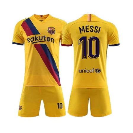 Barcelona Away Yellow Jersey No. 10 Messi Football Jersey Suit Adult