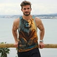 thumbnail image 6 of Logiee Prairie Meditating Lion Print Men's Workout Tank Top,Quick Dry Workout Tank Top,Gym Muscle Tee,Fitness Bodybuilding Sleeveless T Shirt-4X-Large, 6 of 7