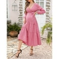 thumbnail image 2 of Women's Maternity Dress V-neck Long Sleeve Pleated Maternity Casual Maxi Dresses, 2 of 5
