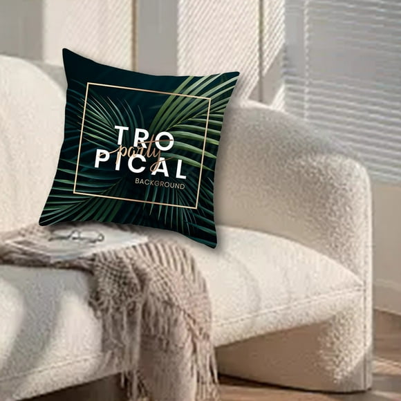 Riforla Green Botanical Jungle Collect Design Pillowcase Sofa Cushion Tropical Rainforests Leaf Decorative Throw Pillow Case Cushion Cover Home Sofa Decor Printed Pillows Pillow Case B