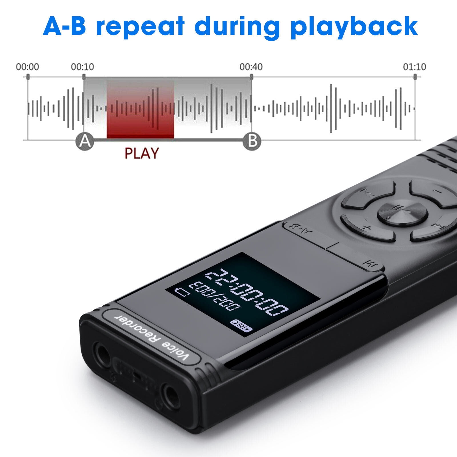 MP3 Player Voice Recorder with Playback, Portable Audio Recorder Dictaphone USB Charge