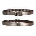 thumbnail image 1 of 3 Rangées de Ceintures Cloutées Élégantes Ceinture Creuse Rangée de Rivets Cloutés Élégants Sangle Décontractée pour Homme en Cuir de Vachette Bande de Taille à la Mode avec Boucle Unique Couleur Café 105cm, 1 of 8